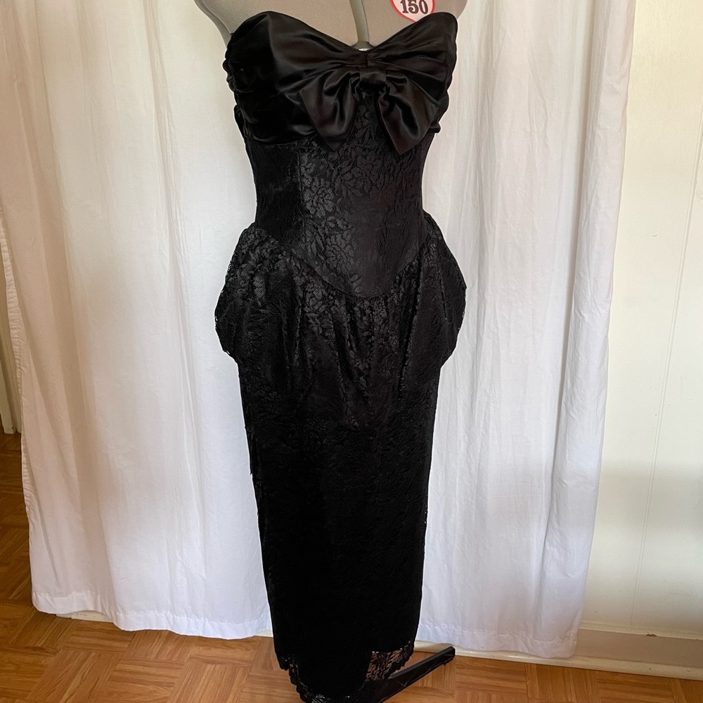 Vintage 80’s 90’s Black Formal Prom Holiday Dress, Scott McClintock, size 8/10